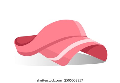 Hat and cap. Pink cap for summer season and hot weather. Sticker for social networks. Aesthetics and elegance. Stylish headwear. Flat vector illustration isolated on white background