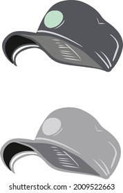 Hat and cap vector illustration.  head essential. men hat vector style. greyscale style hand-drawn illustration. 