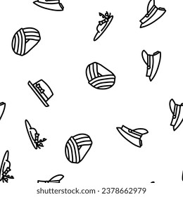 hat cap white head vector seamless pattern thin line illustration