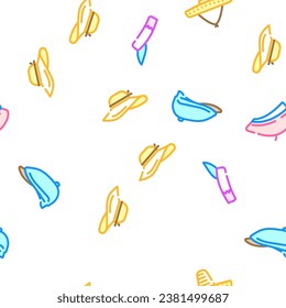 hat cap white head vector seamless pattern thin line illustration