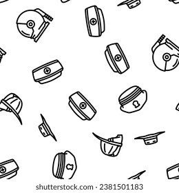 hat cap white head vector seamless pattern thin line illustration