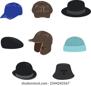 hat caps illustration design pack