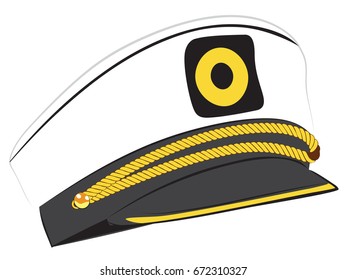 Hat of captain, sailor cap illustration on white background.