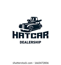 Hat car logo design. Awesome our combination classic car with hat logo. A classic car and hat logotype.