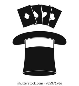 Hat with card icon. Simple illustration of hat with card vector icon for web.