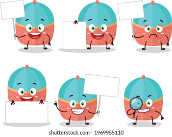 Hat cartoon in character bring information board