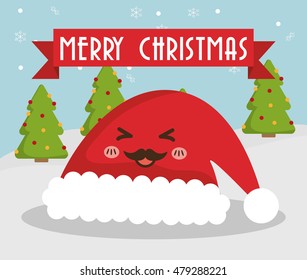 Hat cartoon icon. Merry Christmas decoration and season theme. Colorful design. Vector illustration