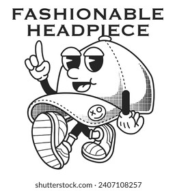 Hat Character Design With Slogan Fashionable head piece