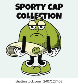 Hat Character Design With Slogan Sporty cap collection