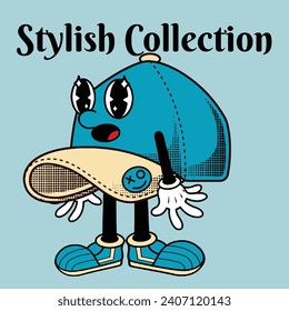 Hat Character Design With Slogan Stylish collection