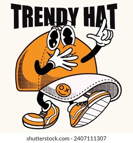 Hat Character Design With Slogan Trendy hat