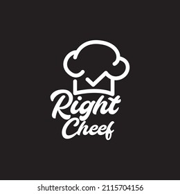 hat chef with Checkmark logo design, vector graphic symbol icon sign illustration