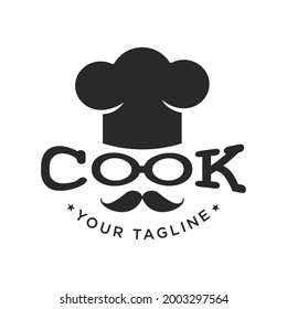 Hat chef, cooking logo vector illustration.