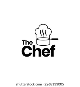 hat chef cooking pan food kitchen minimal simple logo design vector