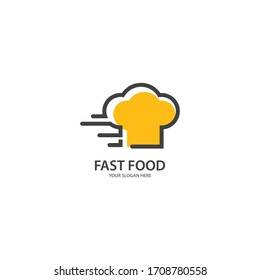 Hat chef food logo template vector