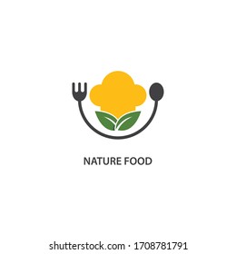 Hat chef food logo template vector