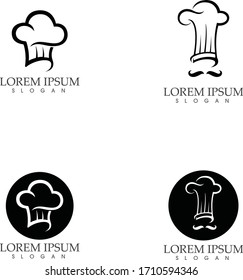 Hat chef food logo template vector image