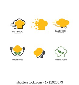 Hat chef food logo template vector set