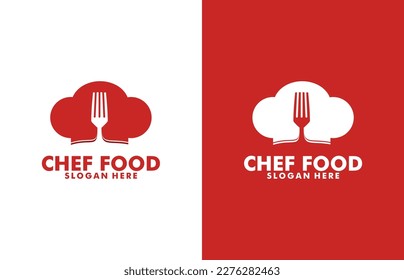 hat chef with fork icon, food logo design template vector