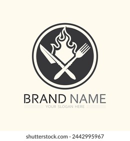 hat chef  and kitchen logo template vector illustration