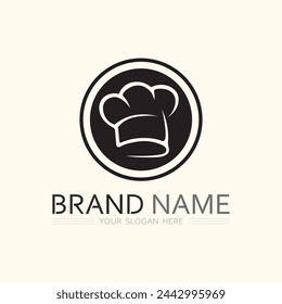 hat chef  and kitchen logo template vector illustration