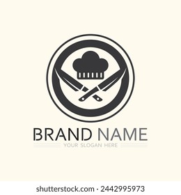 hat chef  and kitchen logo template vector illustration