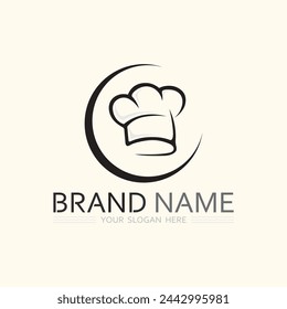 hat chef  and kitchen logo template vector illustration