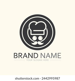 hat chef  and kitchen logo template vector illustration