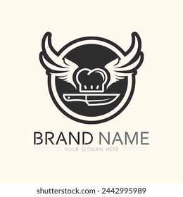 hat chef  and kitchen logo template vector illustration