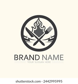 hat chef  and kitchen logo template vector illustration