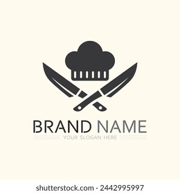 hat chef  and kitchen logo template vector illustration