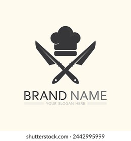 hat chef  and kitchen logo template vector illustration