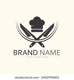 hat chef  and kitchen logo template vector illustration