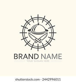 hat chef  and kitchen logo template vector illustration