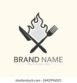 hat chef  and kitchen logo template vector illustration