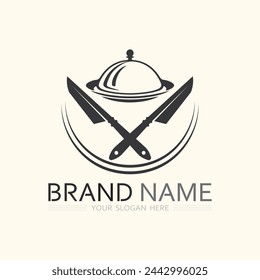 hat chef  and kitchen logo template vector illustration