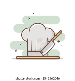 hat chef and knife vector illustration