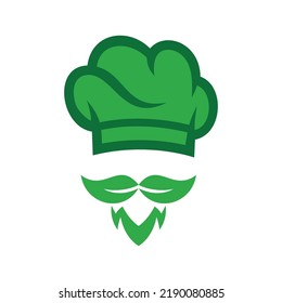 Logo del chef de sombrero y plantilla vectorial de símbolos