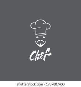 Hat chef logo template and Mustache vector icon  illustration