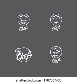 Hat chef logo template and Mustache vector icon  illustration