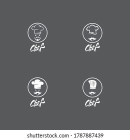 Hat chef logo template and Mustache vector icon  illustration