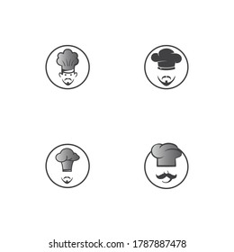 Hat chef logo template and Mustache vector icon  illustration
