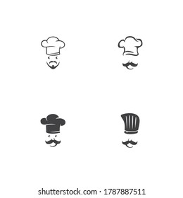 Hat chef logo template and Mustache vector icon  illustration