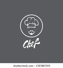 Plantilla del logotipo del chef de sombrero y ilustración del icono del vector de Mustache