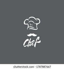 Hat chef logo template and Mustache vector icon  illustration