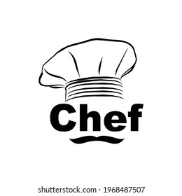 Hat Chef with mustache for hotel kitchen logo design