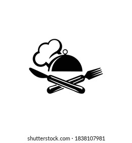 hat chef and tray logo template, restaurant icon. vector illustration
