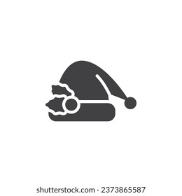 Hat with christmas berry vector icon. filled flat sign for mobile concept and web design. Christmas Hat glyph icon. Symbol, logo illustration. Vector graphics