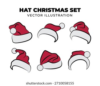 hat christmas set vector illustration