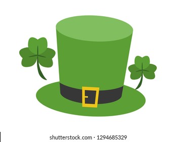 hat and clover happy st patricks day vector illustration